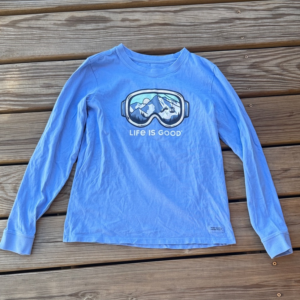 Life Is Good Blue Mountain Goggles Long Sleeve Tee